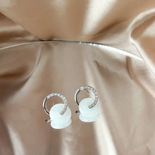 Load image into Gallery viewer, Double Halo White Jade Donuts Earrings