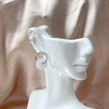 Load image into Gallery viewer, Double Halo White Jade Donuts Earrings