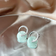 Load image into Gallery viewer, Double Halo Icy Green Donuts Earrings