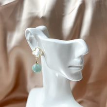 Load image into Gallery viewer, Clover Green Jade Earrings