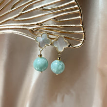 Load image into Gallery viewer, Clover Green Jade Earrings