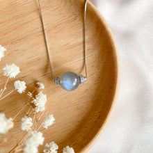 Load image into Gallery viewer, Blue Sheen Labradorite Solitaire Necklace (Protection and Perseverance)