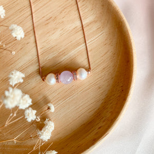 Kunzite Tri Pearl Necklace (Relationship and Creativity)