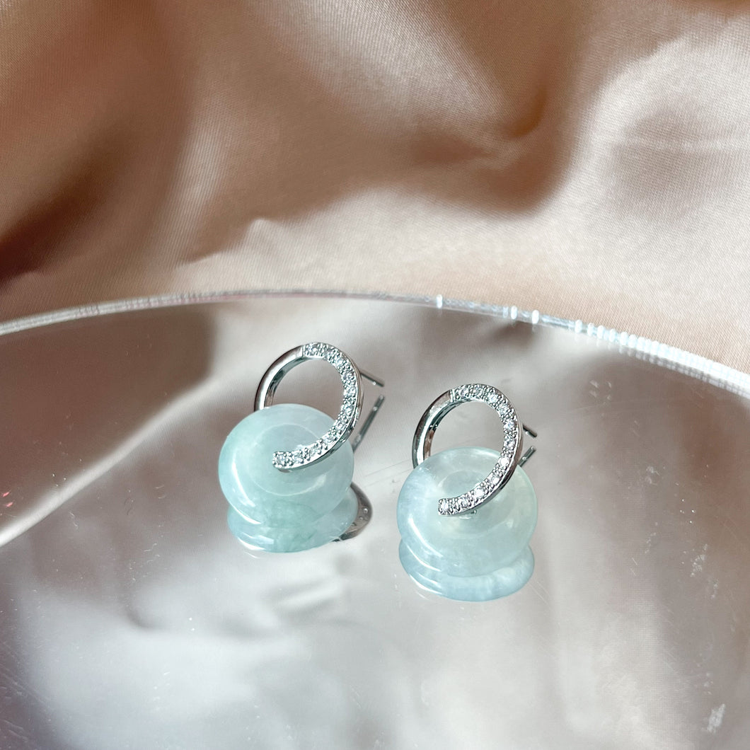 Double Halo Icy Green Donuts Earrings