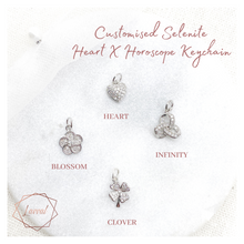 Load image into Gallery viewer, SELENITE HEART x HOROSCOPE KEYCHAIN/BAG CHARM
